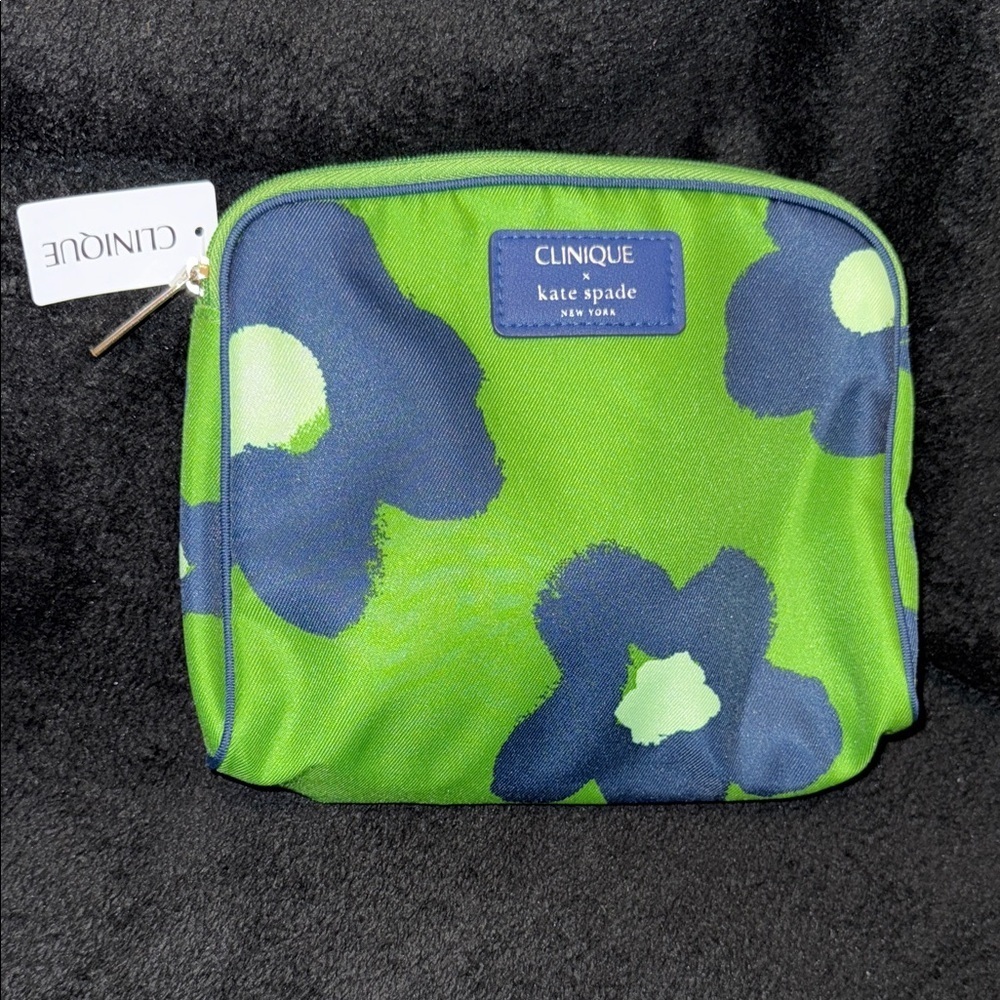 Kate Spade X Clinique Floral Green and Blue Makeup Bag